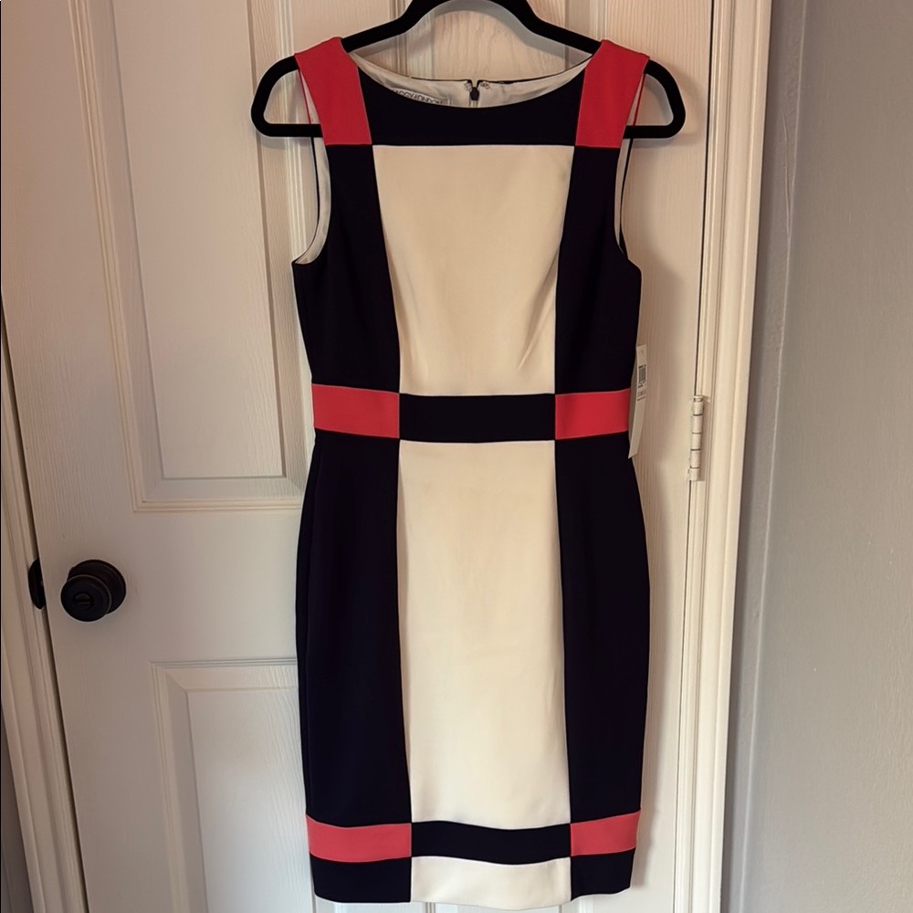 NWT Colorblock Sleeveless Dress - Black, White, and Coral